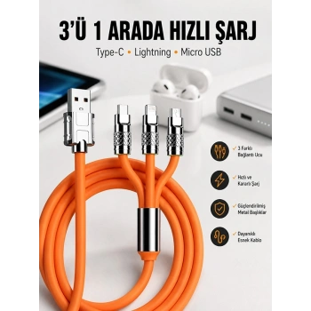 Android Ve İos Uyumlu 180 Derece Type-c Şarj Kablosu Yeni Nesil