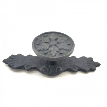 Antika Tarz Dekoratif Pirinç Çiçek Düğme - 27x70 Mm, Oksit