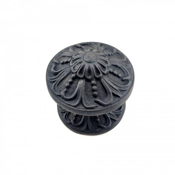 Antika Tarz Dekoratif Pirinç Çiçekli Kapı Tokmağı - 80 Mm Çap, Oksit