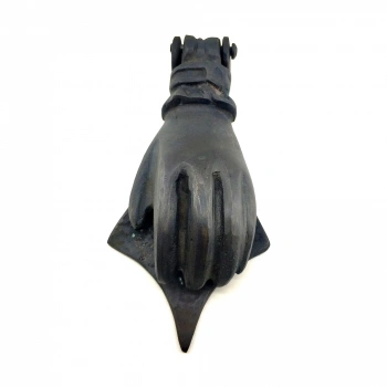 Antika Tarz Dekoratif Pirinç El Kapı Tokmağı, Taktak - 167x75 Mm, Oksit