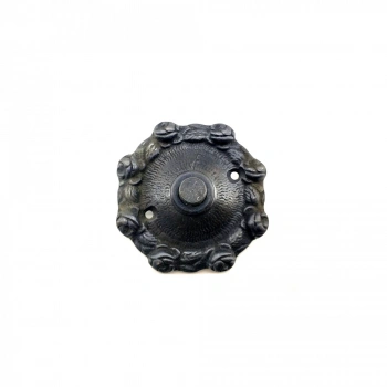 Antika Tarz Dekoratif Pirinç Güllü Kapı Zili - 75mm, Oksit
