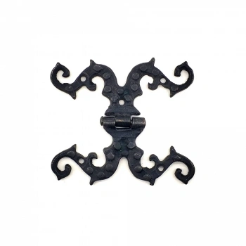 Antika Tarz Dekoratif Pirinç Süslü Menteşe - 100x90 Mm, Oksit