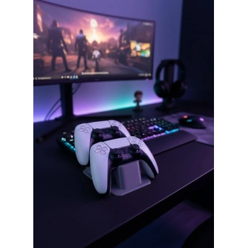 Antrasit İkili Gamepad Tutucu 7x18 Cm Masa Ve Raf Düzeni