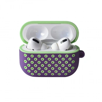 Apple Airpods Pro 2 (2.nesil) Spor Delikli Kılıf - Lila-yeşil