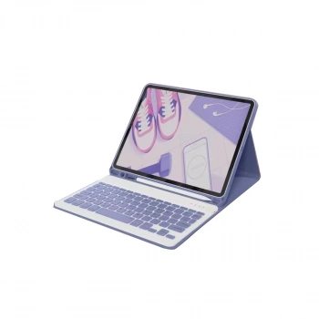 Apple İpad 10.2 (9.nesil) Kılıf Kc01 Smart Klavyeli Tablet Kılıfı - Derin Mor