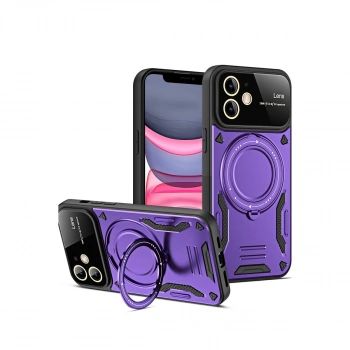 Apple İphone 11 Kılıf Joy Lens Standlı Kapak - Mor
