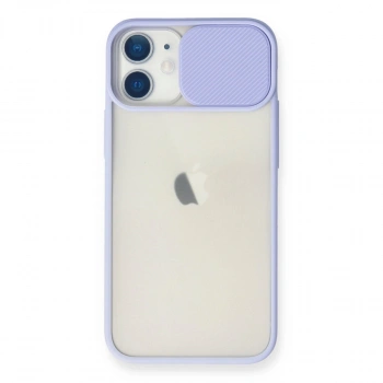 Apple İphone 11 Kılıf Palm Buzlu Kamera Sürgülü Silikon - Lila