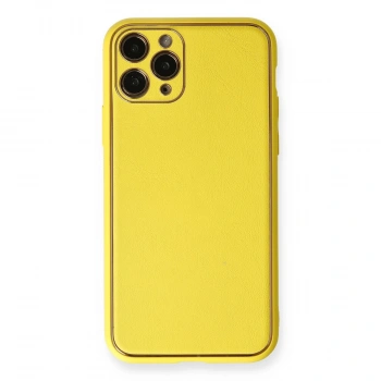 Apple İphone 11 Pro Kılıf Coco Deri Silikon Kapak - Sarı