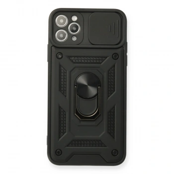 Apple İphone 11 Pro Kılıf Pars Lens Yüzüklü Silikon - Siyah