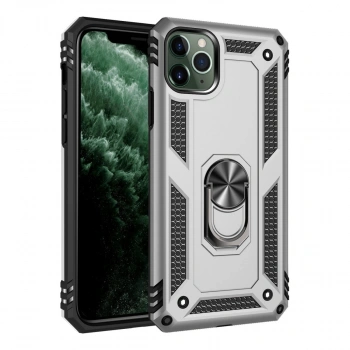 Apple İphone 11 Pro Kılıf Sofya Yüzüklü Silikon Kapak - Gümüş