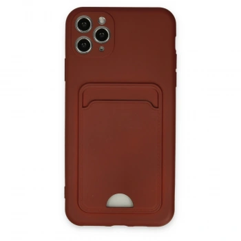Apple İphone 11 Pro Max Kılıf Kelvin Kartvizitli Silikon - Bordo