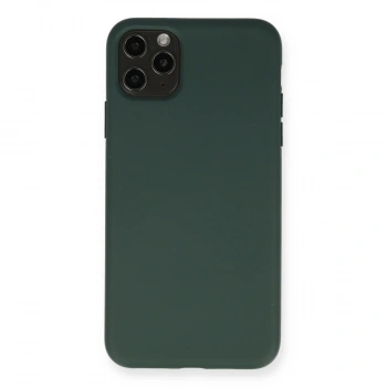 Apple İphone 11 Pro Max Kılıf Nano İçi Kadife Silikon - Koyu Yeşil