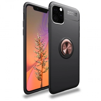 Apple İphone 11 Pro Max Kılıf Range Yüzüklü Silikon - Siyah-gold