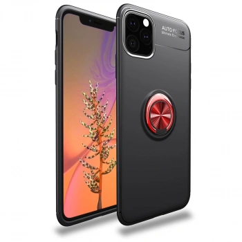 Apple İphone 11 Pro Max Kılıf Range Yüzüklü Silikon - Siyah-kırmızı