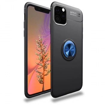 Apple İphone 11 Pro Max Kılıf Range Yüzüklü Silikon - Siyah-mavi