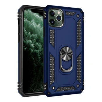 Apple İphone 11 Pro Max Kılıf Sofya Yüzüklü Silikon Kapak - Lacivert