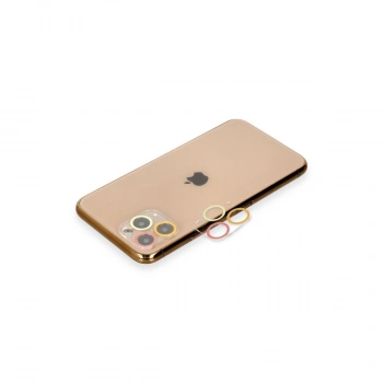 Apple İphone 11 Pro Max Renkli Kamera Lens Koruma Cam - Turuncu-kırmızı