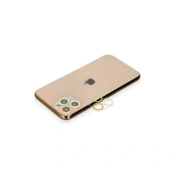 Apple İphone 11 Pro Renkli Kamera Lens Koruma Cam - Sarı-turuncu