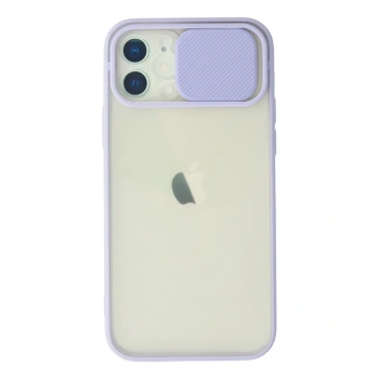 Apple İphone 12 Kılıf Palm Buzlu Kamera Sürgülü Silikon - Lila