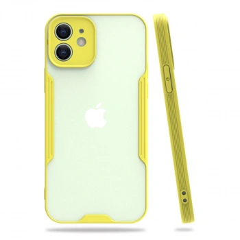 Apple İphone 12 Kılıf Platin Silikon - Sarı