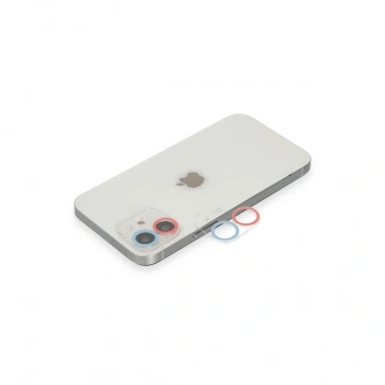 Apple İphone 12 Mini Renkli Kamera Lens Koruma Cam - Pembe-mavi