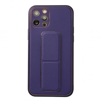 Apple İphone 12 Pro Kılıf Coco Deri Standlı Kapak - Mor