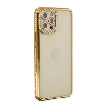 Apple İphone 12 Pro Kılıf Joke Taşlı Silikon - Gold