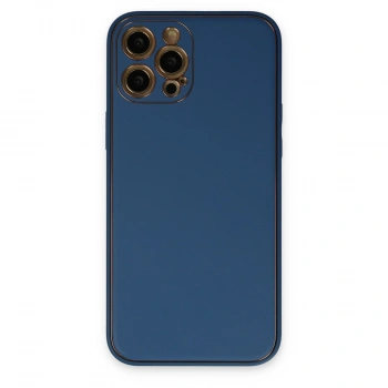 Apple İphone 12 Pro Max Kılıf Coco Deri Silikon Kapak - Açık Mavi
