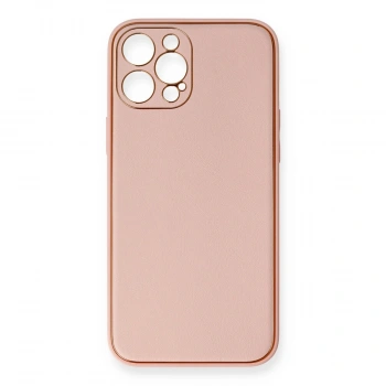 Apple İphone 12 Pro Max Kılıf Coco Deri Silikon Kapak - Pembe