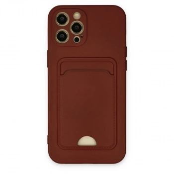 Apple İphone 12 Pro Max Kılıf Kelvin Kartvizitli Silikon - Bordo