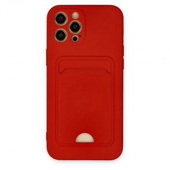 Apple İphone 12 Pro Max Kılıf Kelvin Kartvizitli Silikon - Kırmızı