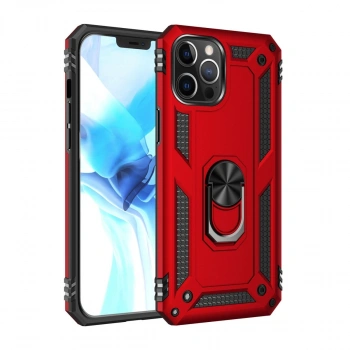 Apple İphone 12 Pro Max Kılıf Sofya Yüzüklü Silikon Kapak - Kırmızı