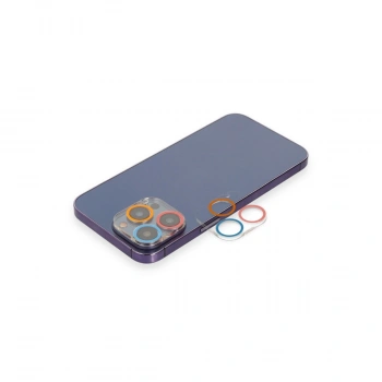 Apple İphone 12 Pro Max Renkli Kamera Lens Koruma Cam - Pembe-mavi