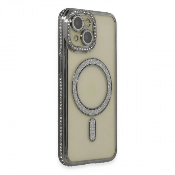 Apple İphone 13 Kılıf Joke Simli Magneticsafe Kılıf - Gri