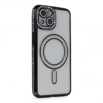 Apple İphone 13 Kılıf Joke Simli Magneticsafe Kılıf - Siyah