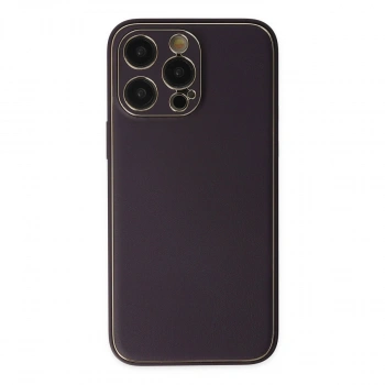 Apple İphone 13 Pro Kılıf Coco Deri Silikon Kapak - Derin Mor