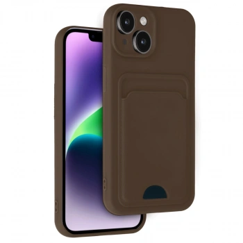 Apple İphone 14 Kılıf Kelvin Kartvizitli Silikon - Kahverengi