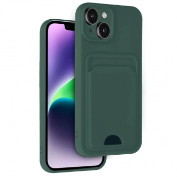 Apple İphone 14 Kılıf Kelvin Kartvizitli Silikon - Koyu Yeşil