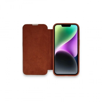 Apple İphone 14 Pro Max Kılıf Dolpin Kapaklı - Kahverengi