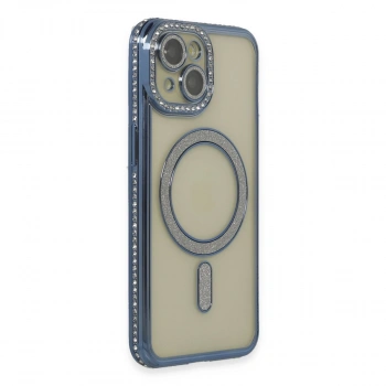 Apple İphone 15 Kılıf Joke Simli Magneticsafe Kılıf - Lacivert