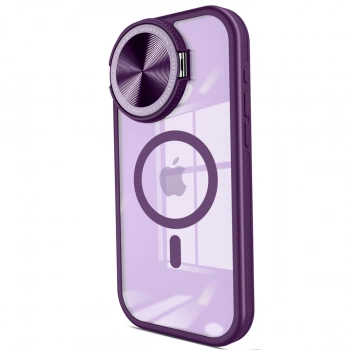 Apple İphone 15 Pro Kılıf Teleskop Lens Magsafe Silikon Kapak - Derin Mor