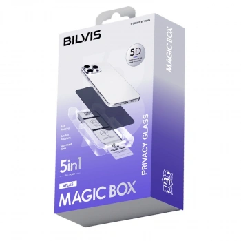 Apple İphone 15 Pro Max Bilvis 5in1 5d Magic Hayalet Cam Ekran Koruyucu - Siyah