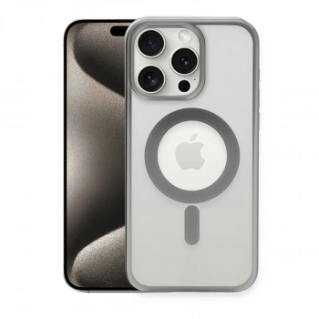 Apple İphone 15 Pro Max Kılıf Erozi Magsafe Kapak - Gümüş