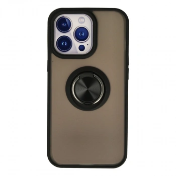Apple İphone 15 Pro Max Kılıf Montreal Yüzüklü Silikon Kapak - Siyah