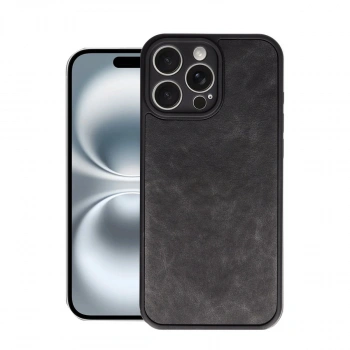 Apple İphone 16 Pro Kılıf Aras Deri Kapak - Siyah