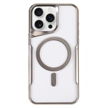Apple İphone 16 Pro Kılıf Boyi Magsafe Silikon Kapak - Gümüş