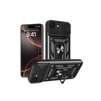 Apple İphone 16e Kılıf Pars Lens Yüzüklü Silikon - Siyah