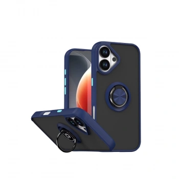 Apple İphone 17 Montreal Yüzüklü Silikon Kapak - Lacivert