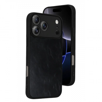 Apple İphone 17 Pro Aras Deri Kapak - Siyah