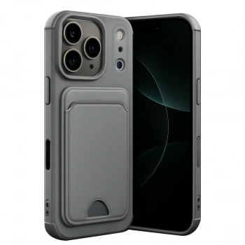 Apple İphone 17 Pro Kelvin Kartvizitli Silikon - Gri